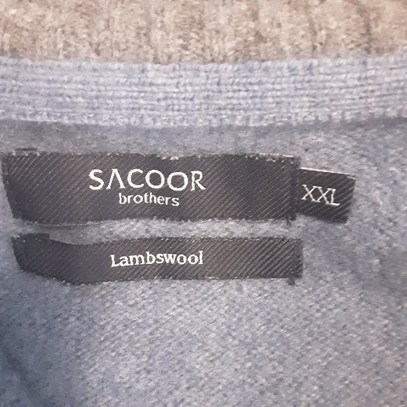 Sacoor Brothers Blue Cozy Soft Wool Blend Sweater, Half Zip - Picture 11 of 15